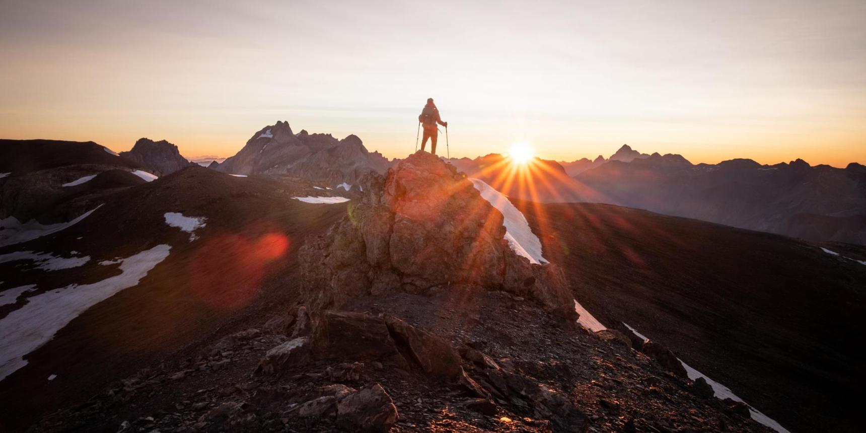 Person trekking in the mountains